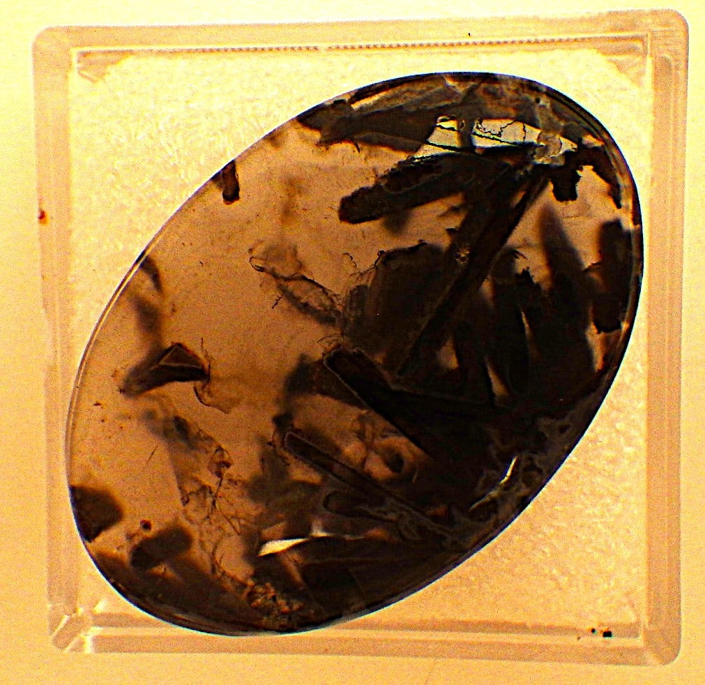 Stick"" Agate Cabochon 45 Carats: Title: "Stick" Agate Cabochon 45 Carats Description: A phenomenal "stick agate" polished oval cabochon. Dimensions: 41.19 x 27.65 x 4.80 mm, weight: 45.30 carats. Stick agate is a unique