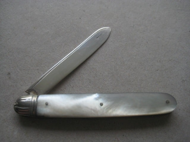 George V Mother of Pearl Hafted Silver Bladed Folding Fruit Knife - 2
