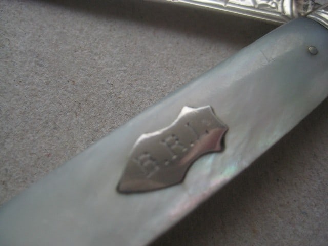 George V Mother of Pearl Hafted Silver Bladed Folding Fruit Knife - 4