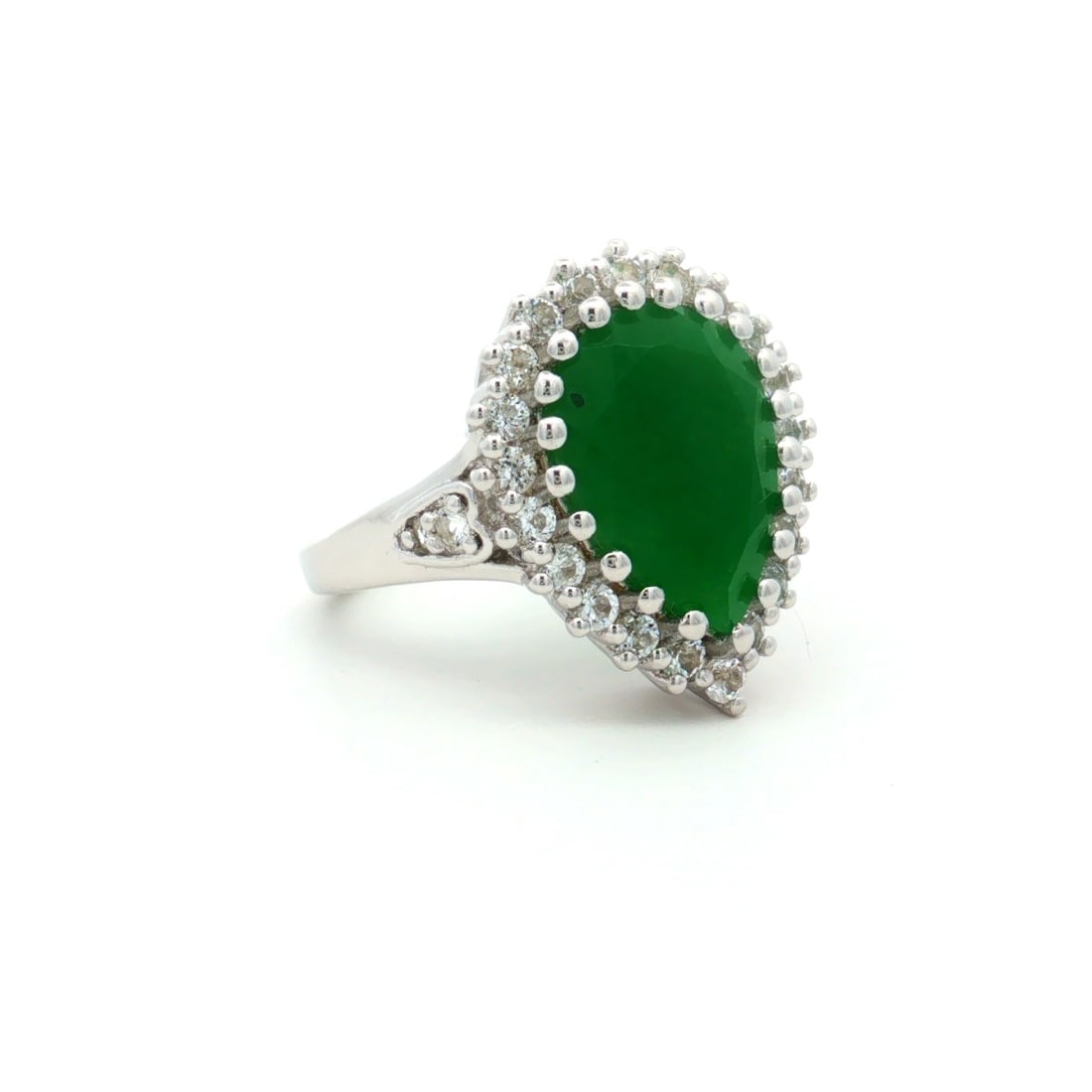 Title: HRD Certified Green Onyx & White Topaz Ring – 925 Sterling Silver Description: A fine 9 - 2