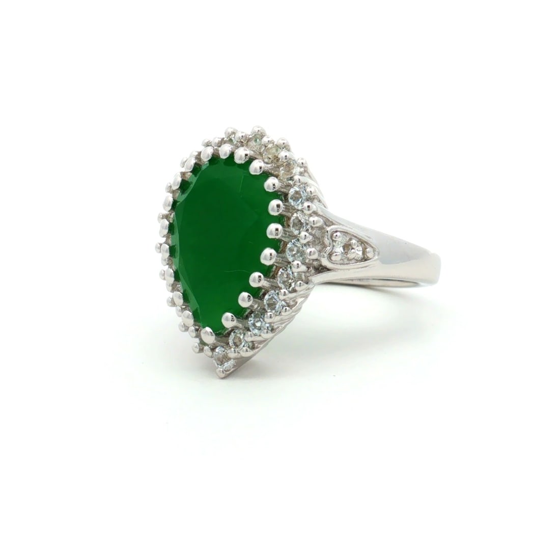 Title: HRD Certified Green Onyx & White Topaz Ring – 925 Sterling Silver Description: A fine 9 - 6