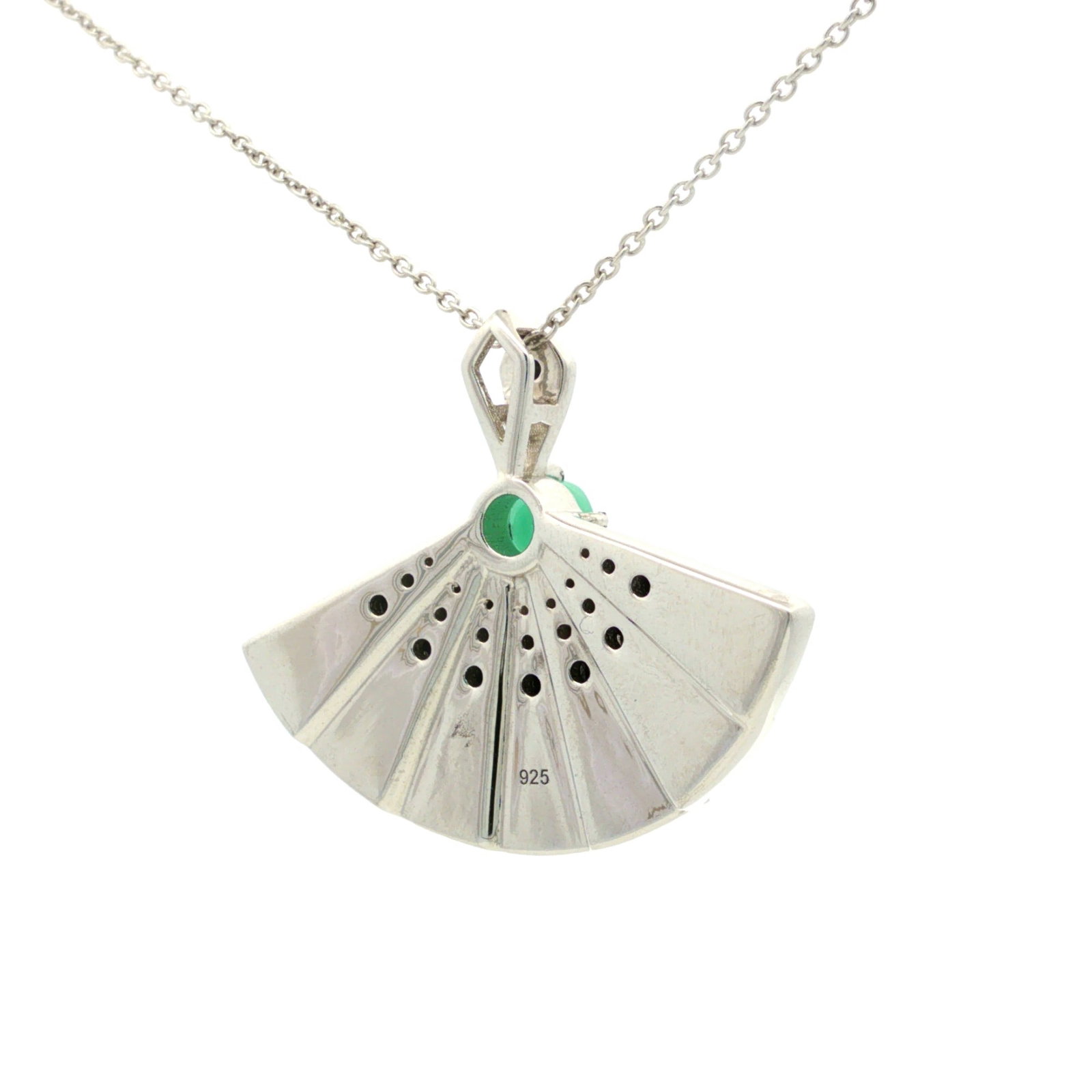 HRD Certified Sakota Emerald, Malachite & Black Spinel Pendant – 925 Sterling Silver - 2