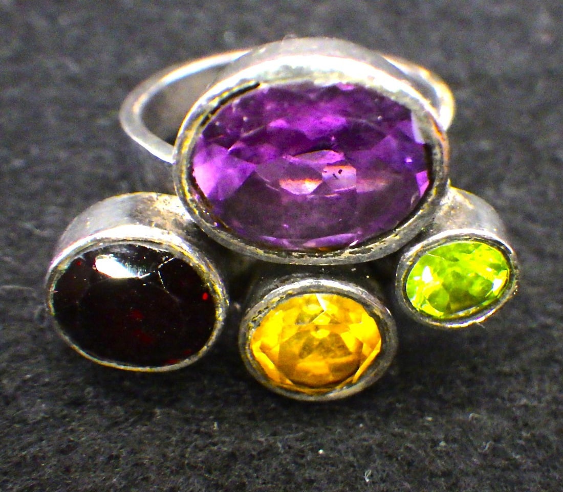Gem Loaded Silver Ring In Faberge Style Egg - 2
