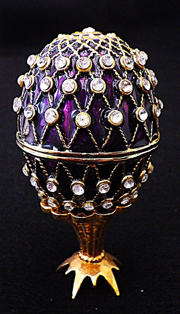 Gem Loaded Silver Ring In Faberge Style Egg - 3