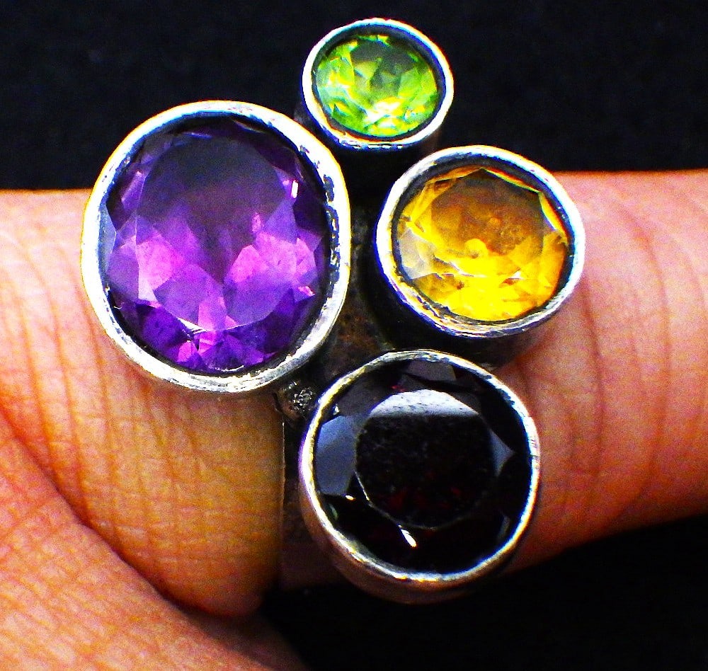 Gem Loaded Silver Ring In Faberge Style Egg - 5