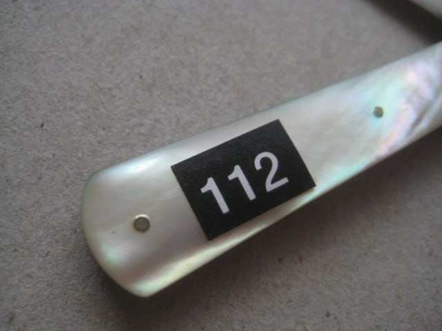 Title: George V Mother of Pearl Hafted Silver Bladed Folding Fruit Knife Description: George V - 3