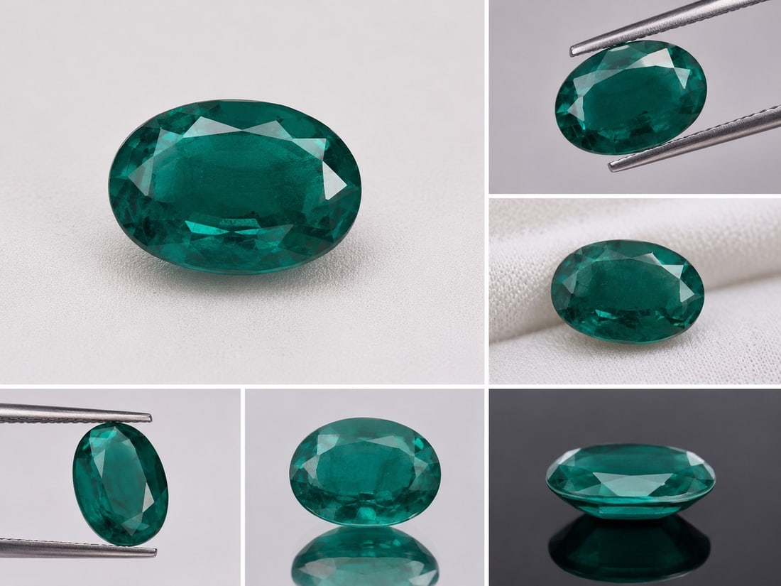 Large Green Oval Faceted Gemstone 15.6ct 24x16mm: Title: Large Green Oval Faceted Gemstone 15.6ct 24x16mm Description: Impressive large green loose gemstone weighing 15.6 carats and measuring 24x16mm. Oval faceted cut with a rich deep green colour