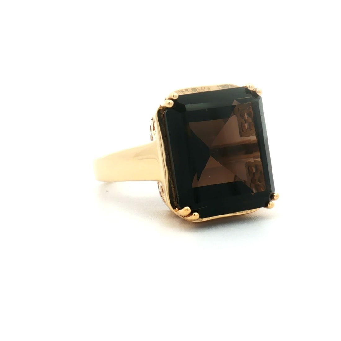 HRD Certified Smoky Quartz Octagon Ring – 925 Sterling Silver - 3