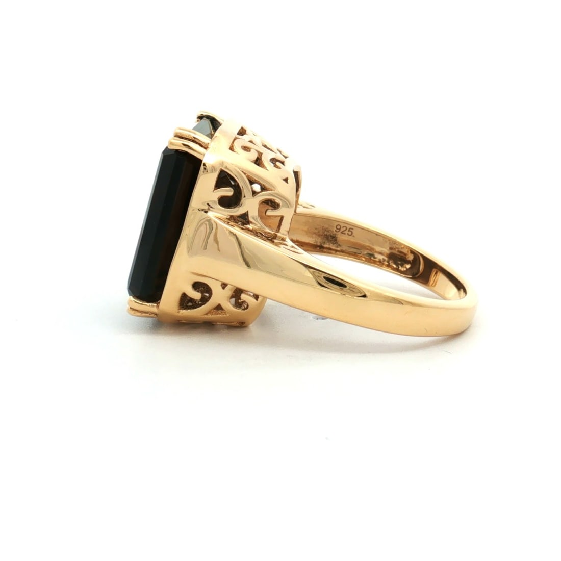 HRD Certified Smoky Quartz Octagon Ring – 925 Sterling Silver - 6