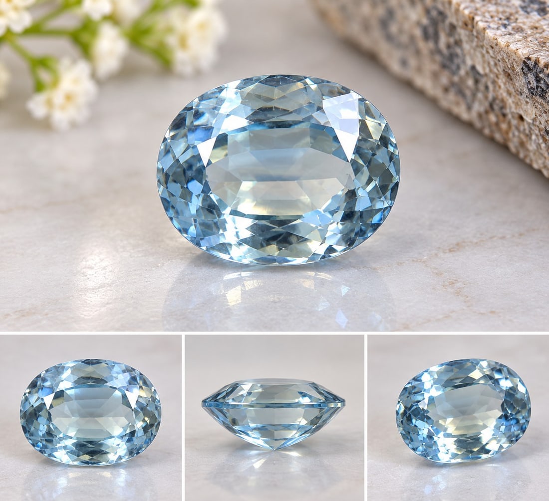 Natural Blue Topaz – 1.96ct – Oval 9.7 x 7mm: Title: Natural Blue Topaz – 1.96ct – Oval 9.7 x 7mm Description: Beautiful natural Blue Topaz gemstone, oval faceted cut, weighing 1.96 carats and measuring approximately 9.7 x 7 mm.