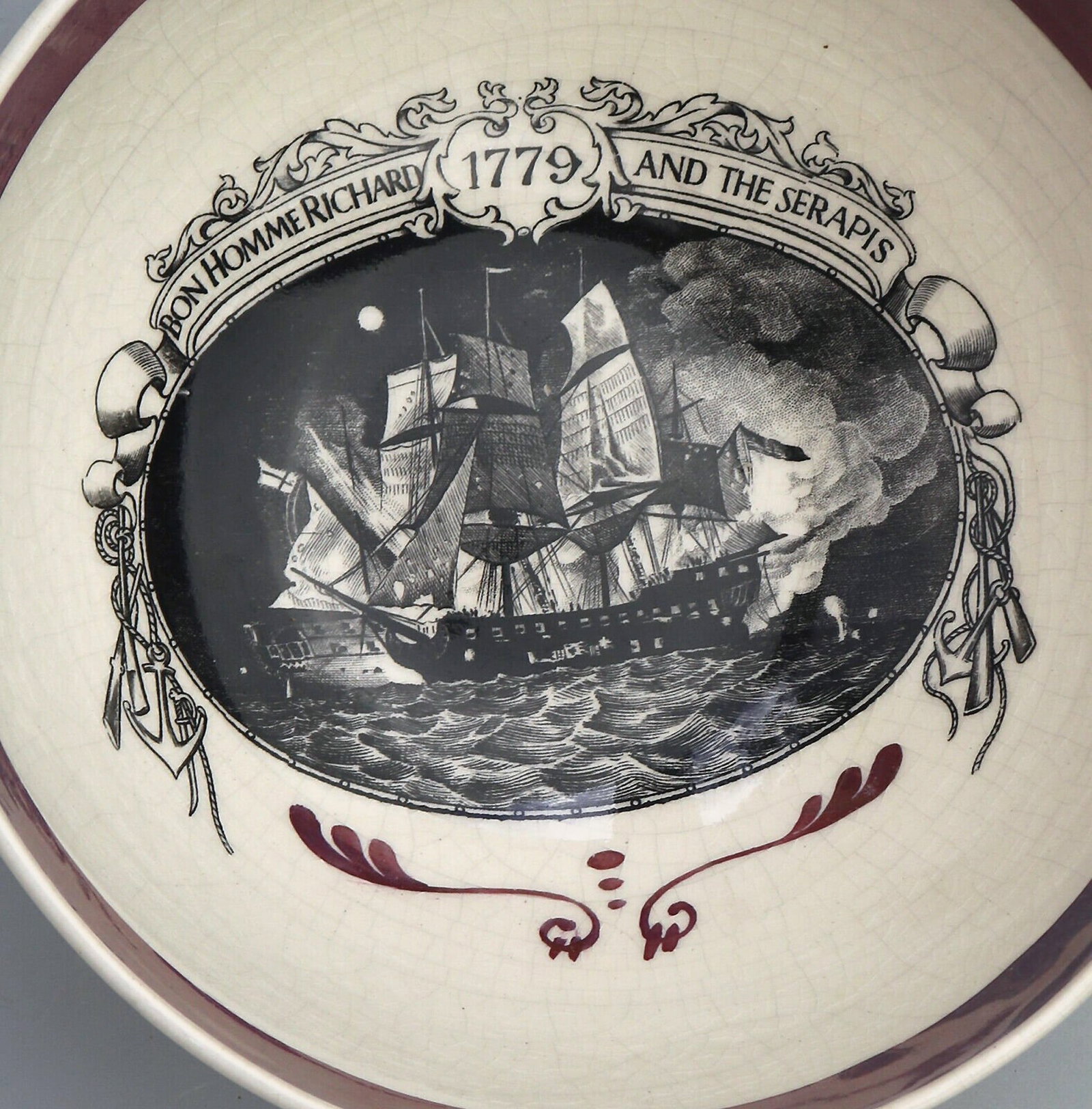 A Rare Staffordshire Lustre USA Naval Maritime Commemorative Pottery Bowl C.19thC - 2