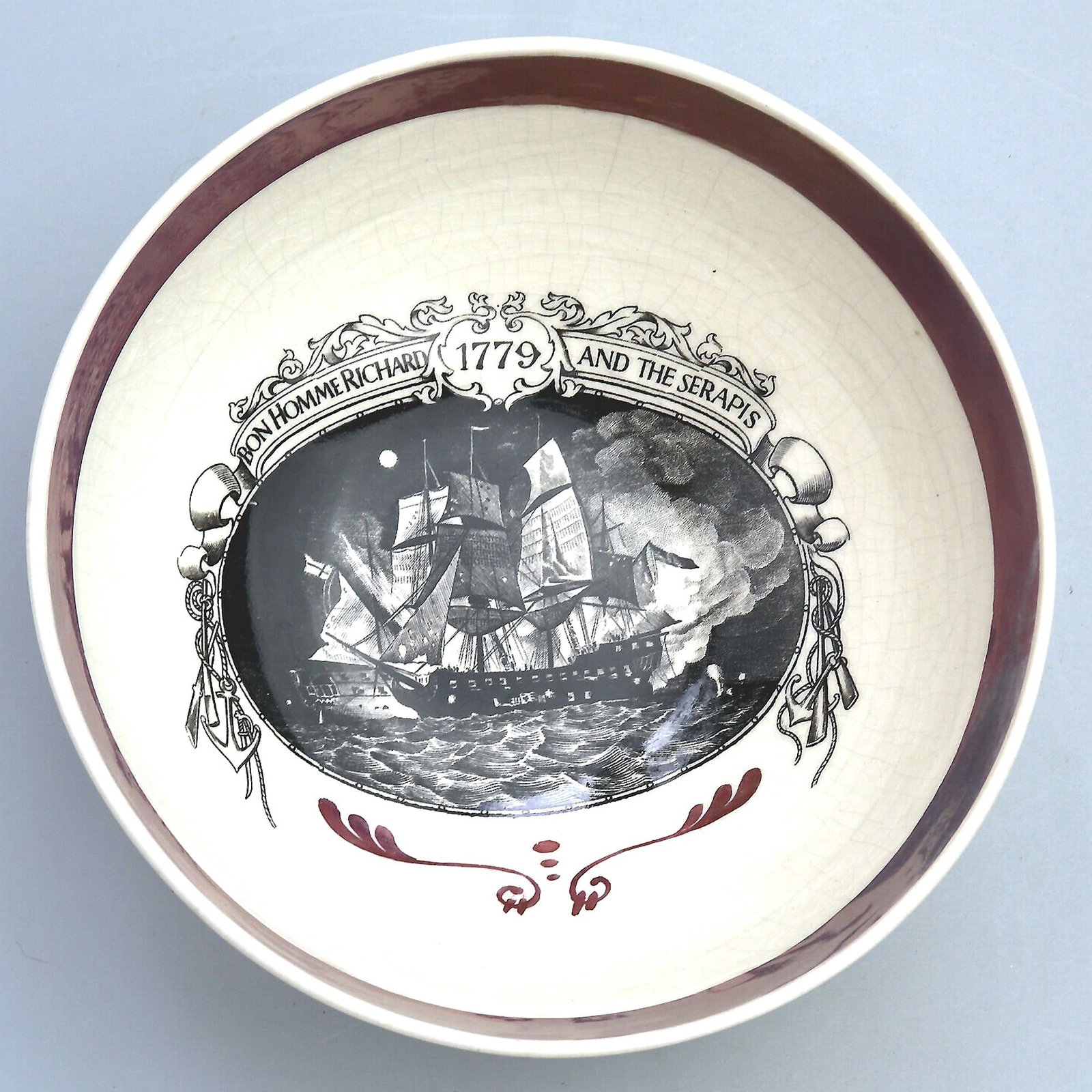 A Rare Staffordshire Lustre USA Naval Maritime Commemorative Pottery Bowl C.19thC - 6
