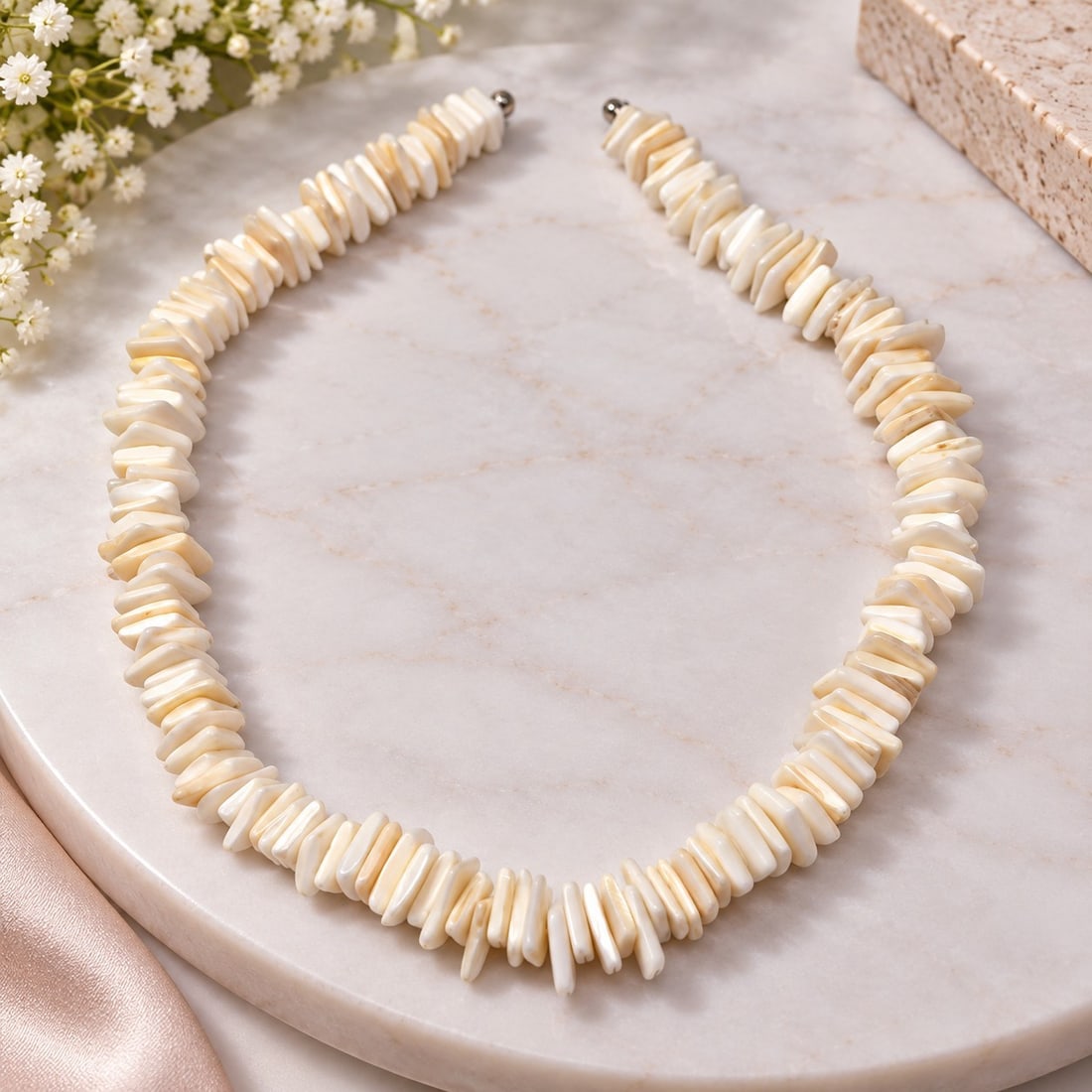 Ivory Shell Chip Bead Necklace (1 of 1)