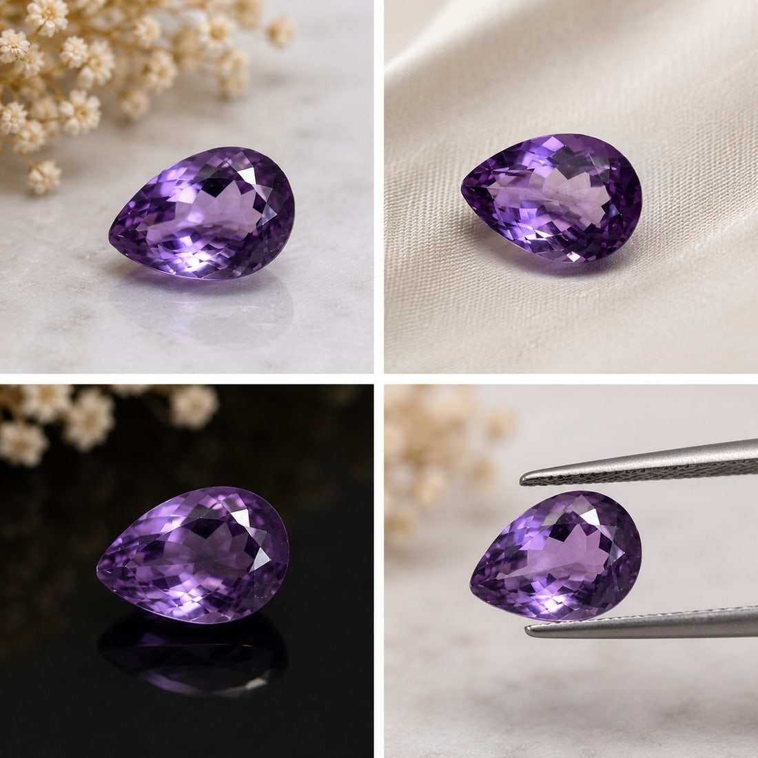 Natural Amethyst Pear Cut Loose Gemstone – 15.25 Carat – 18x13 mm: Title: Natural Amethyst Pear Cut Loose Gemstone – 15.25 Carat – 18x13 mm Description: Beautiful natural amethyst loose gemstone weighing 15.25 carats and measuring approximately 18x13 mm.