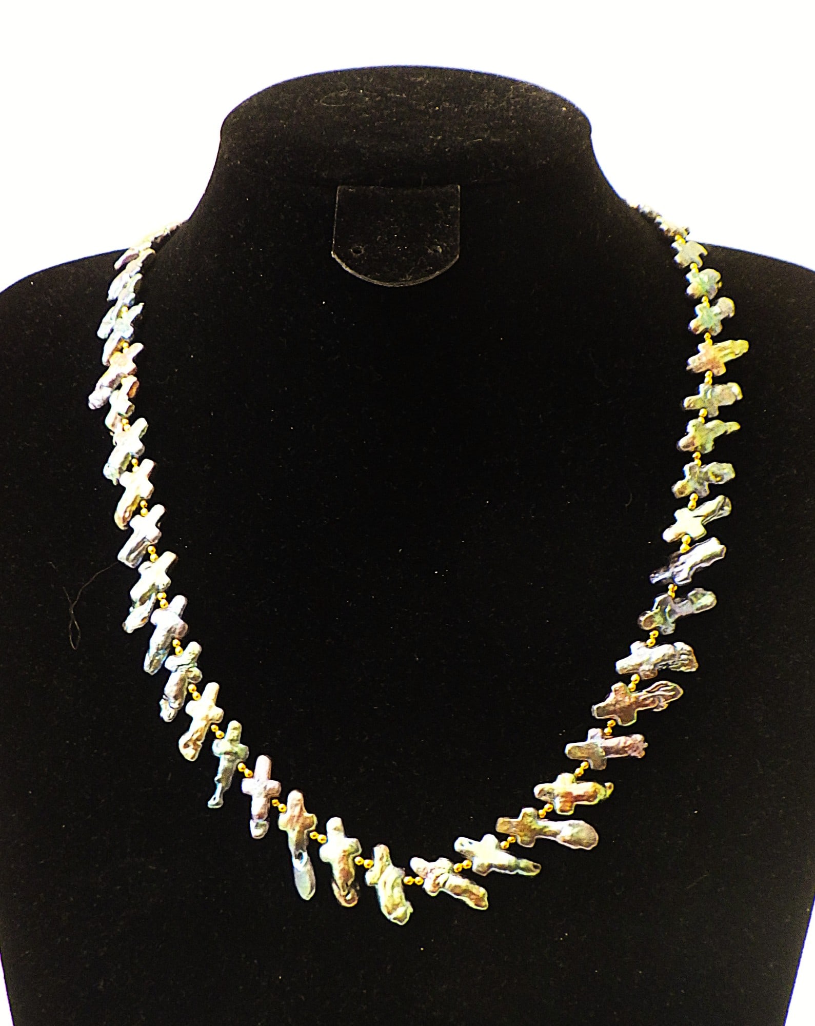 Title: Rare Cross Shaped Cultured Tahitian Pearl Necklace Description: A fascinating and very rare - 2