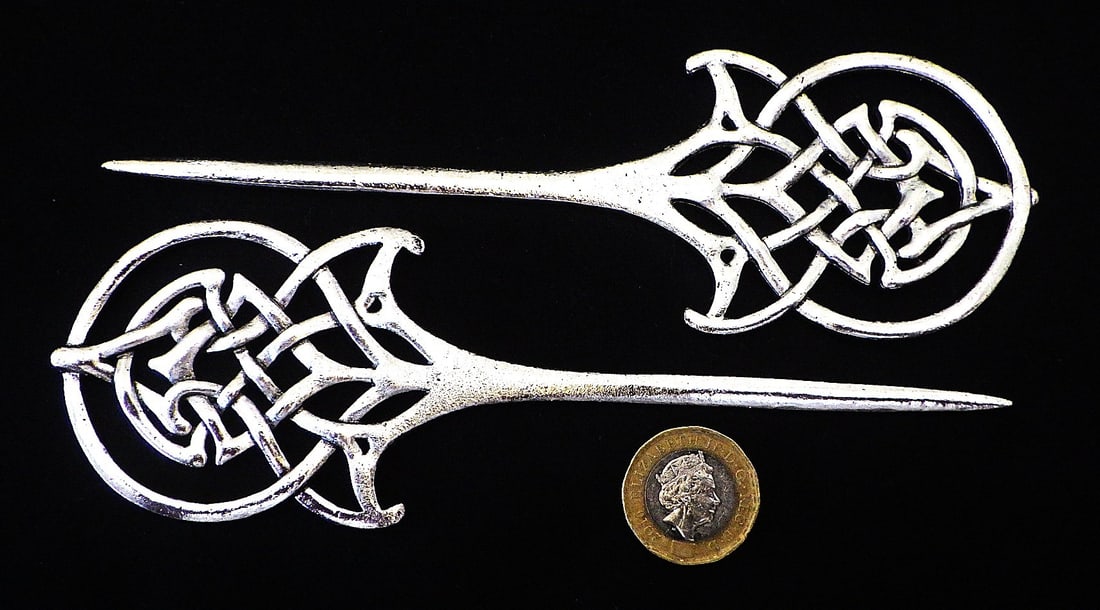 Vintage Pair of Large Celtic Hair Pins - 2