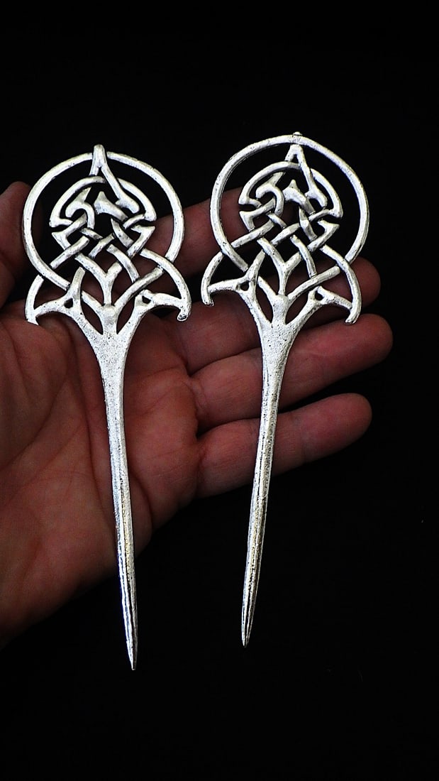 Vintage Pair of Large Celtic Hair Pins - 3