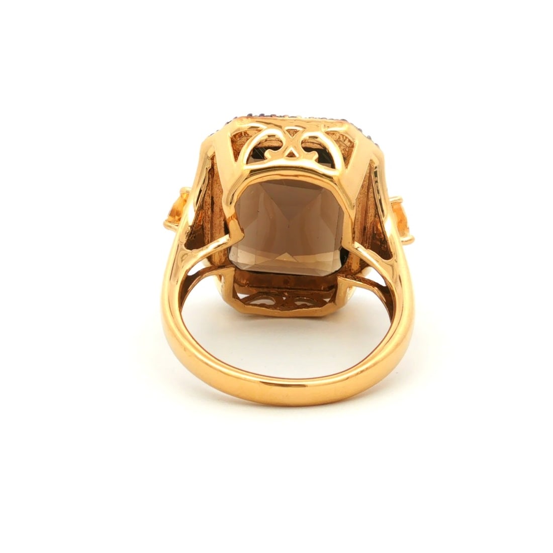 HRD Certified Smoky Quartz, Citrine & Black Spinel Ring – 925 Sterling Silver - 4