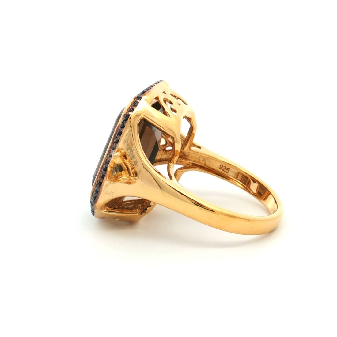 HRD Certified Smoky Quartz, Citrine & Black Spinel Ring – 925 Sterling Silver - 5