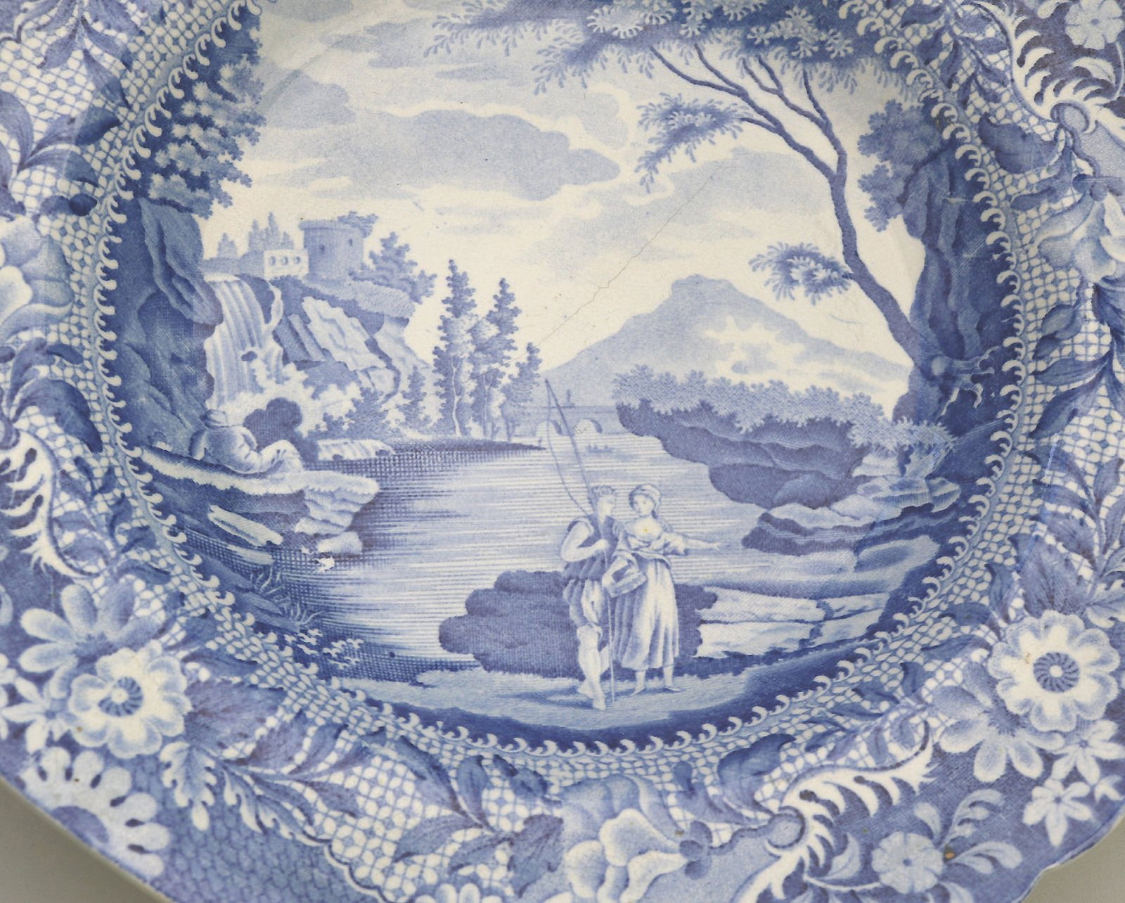 An Antique Georgian Yorkshire Brameld B&W Pottery Transferware Soup Plate C.1825 - 2