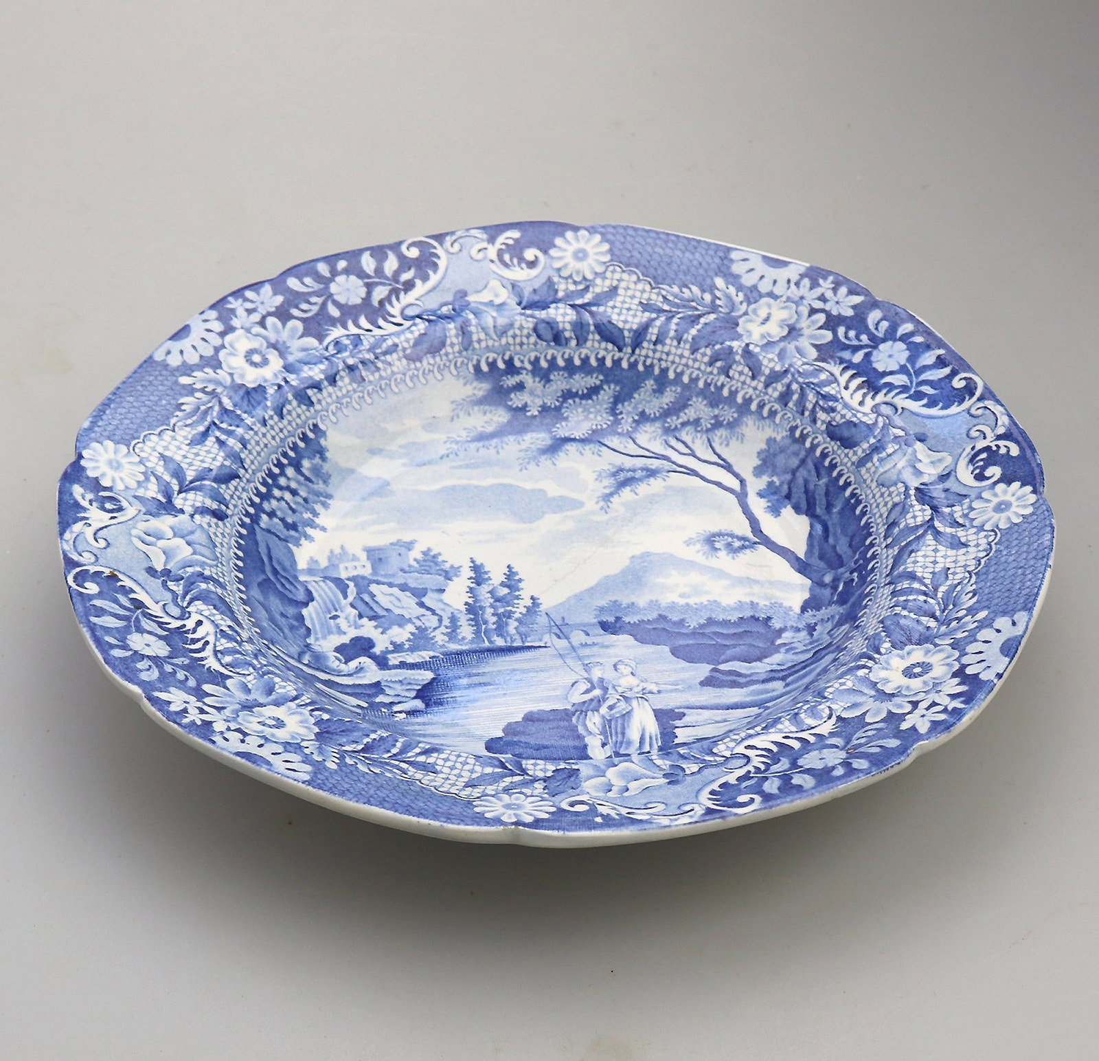 An Antique Georgian Yorkshire Brameld B&W Pottery Transferware Soup Plate C.1825 - 3