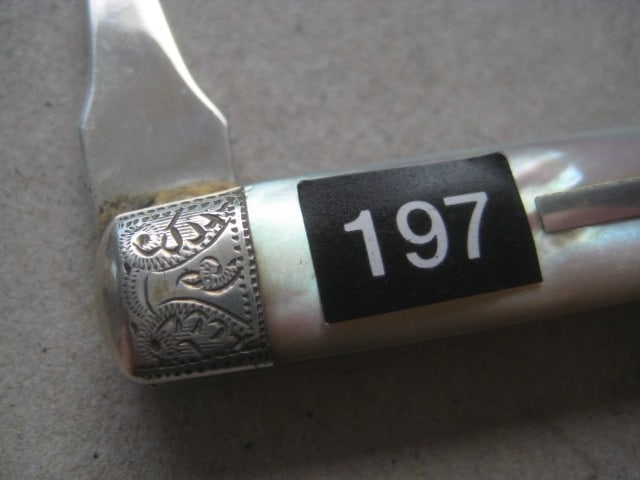 Rare Edwardian Mother of Pearl Hafted Twin Silver Bladed Folding Fruit Knife - 3