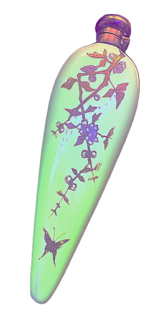 Title: Large Tear Drop Custard Glass Scent Bottle Description: Large teardrop custard / uranium - 6