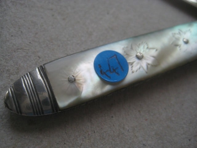 George III Mother of Pearl Hafted Silver Bladed Folding Fruit Knife - 3