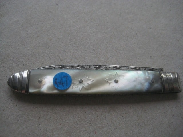 George III Mother of Pearl Hafted Silver Bladed Folding Fruit Knife - 8