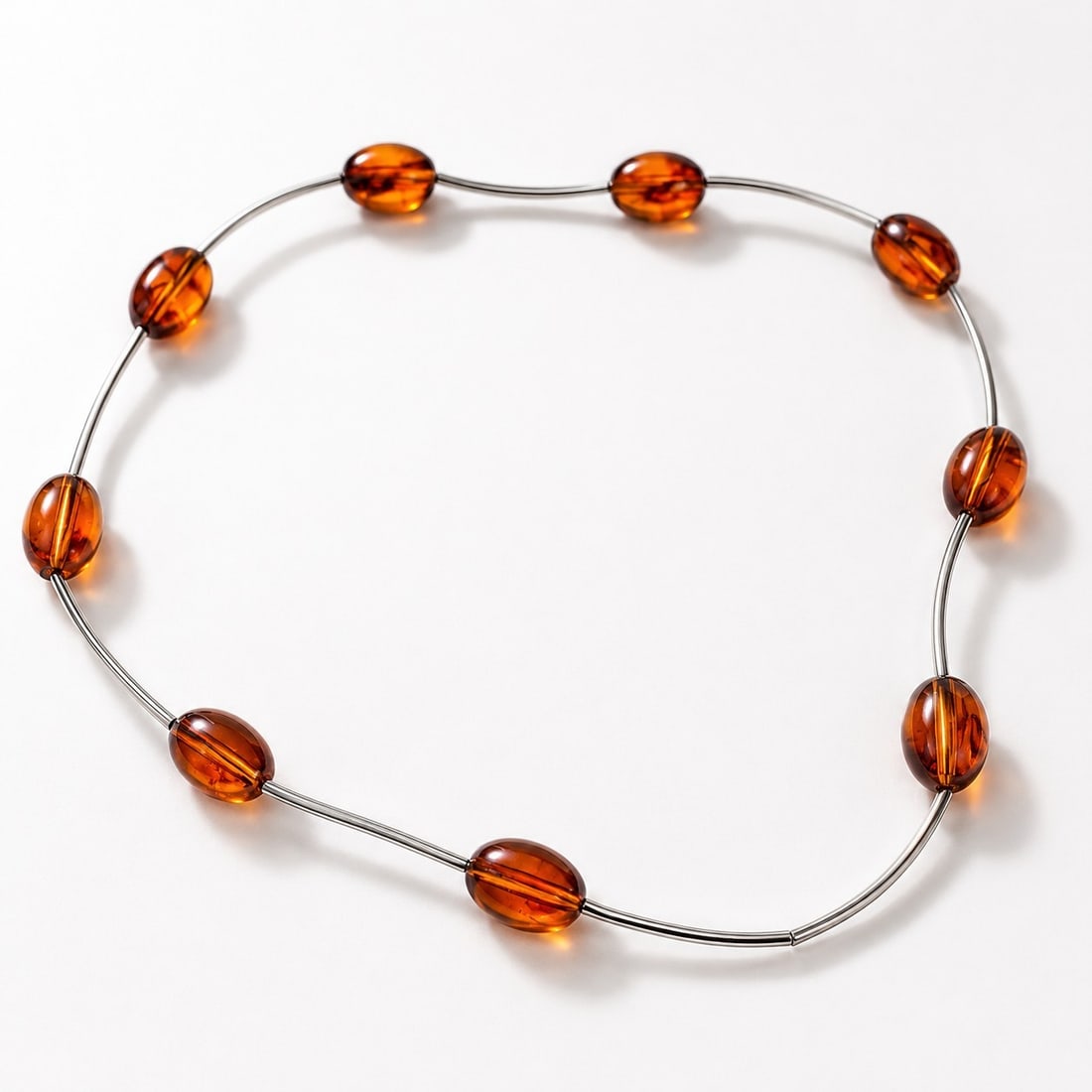 Amber-Coloured Bead Elastic Necklace (1 of 1)