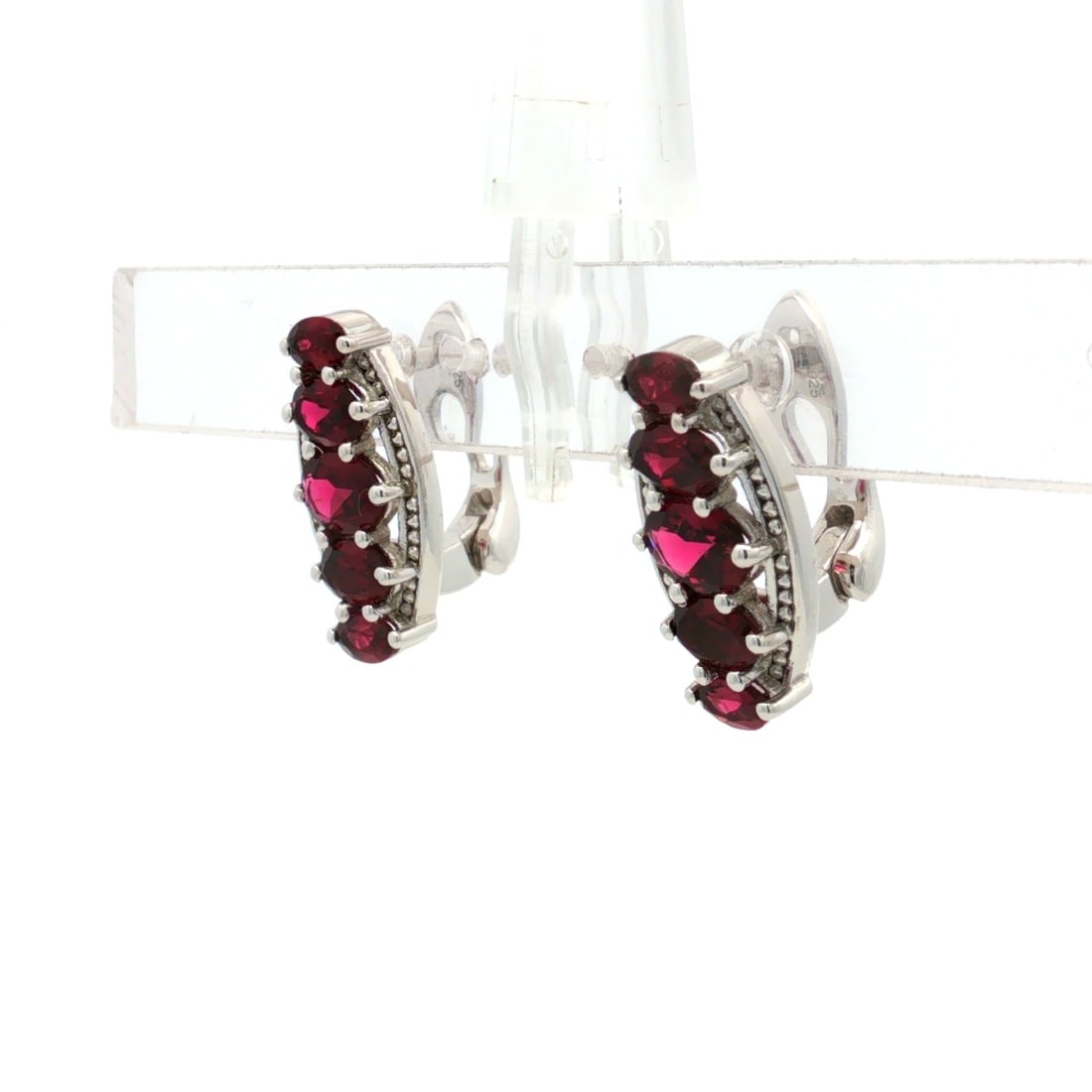 Title: HRD Certified Rhodolite Garnet Oval Earrings – 925 Sterling Silver Description: A fine  - 2