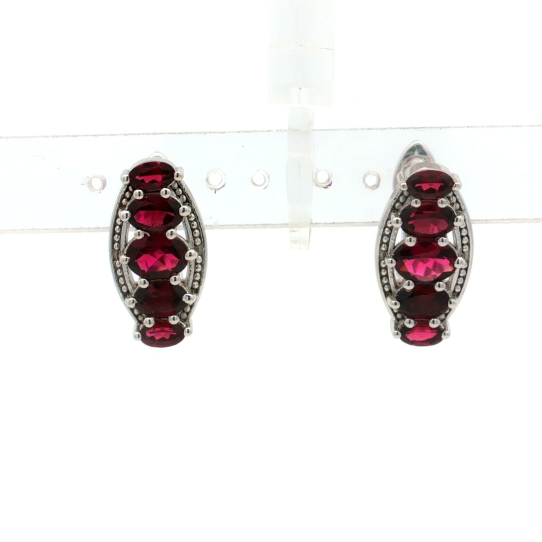 Title: HRD Certified Rhodolite Garnet Oval Earrings – 925 Sterling Silver Description: A fine  - 4