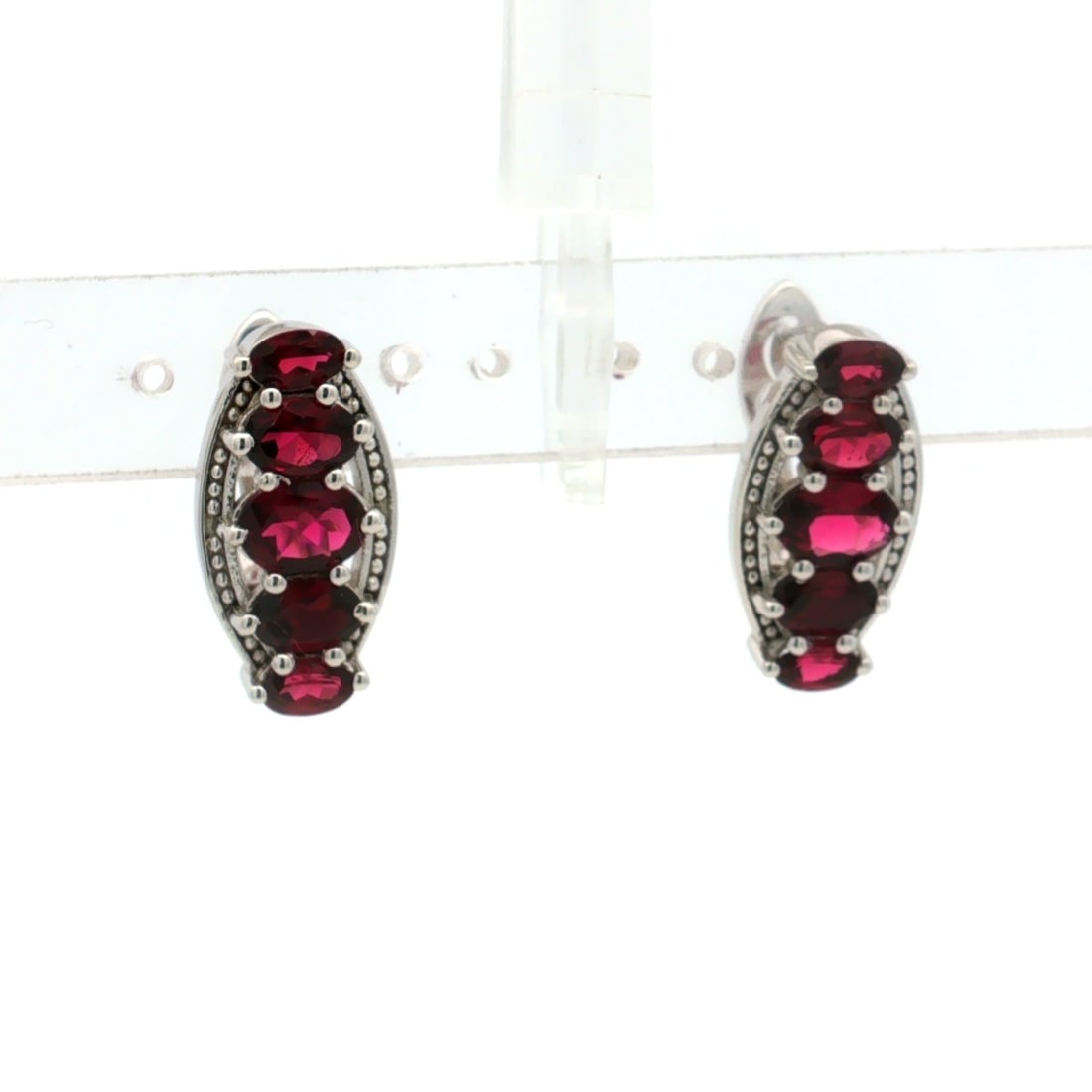 Title: HRD Certified Rhodolite Garnet Oval Earrings – 925 Sterling Silver Description: A fine  - 5