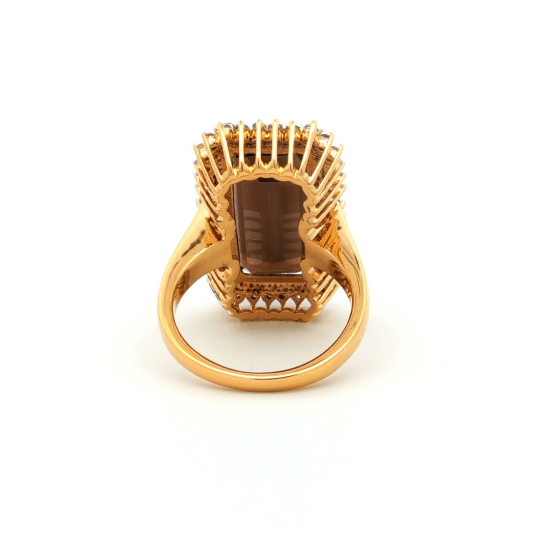 HRD Certified Smoky Quartz & White Topaz Ring – 925 Sterling Silver - 3