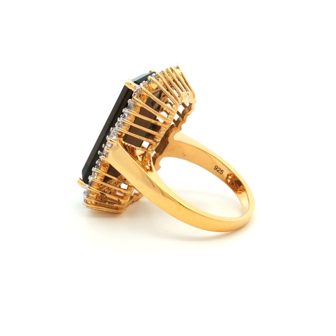HRD Certified Smoky Quartz & White Topaz Ring – 925 Sterling Silver - 4