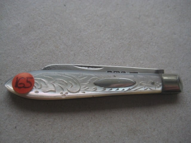 Edwardian Mother of Pearl Hafted Silver Bladed Folding Fruit Knife - 6