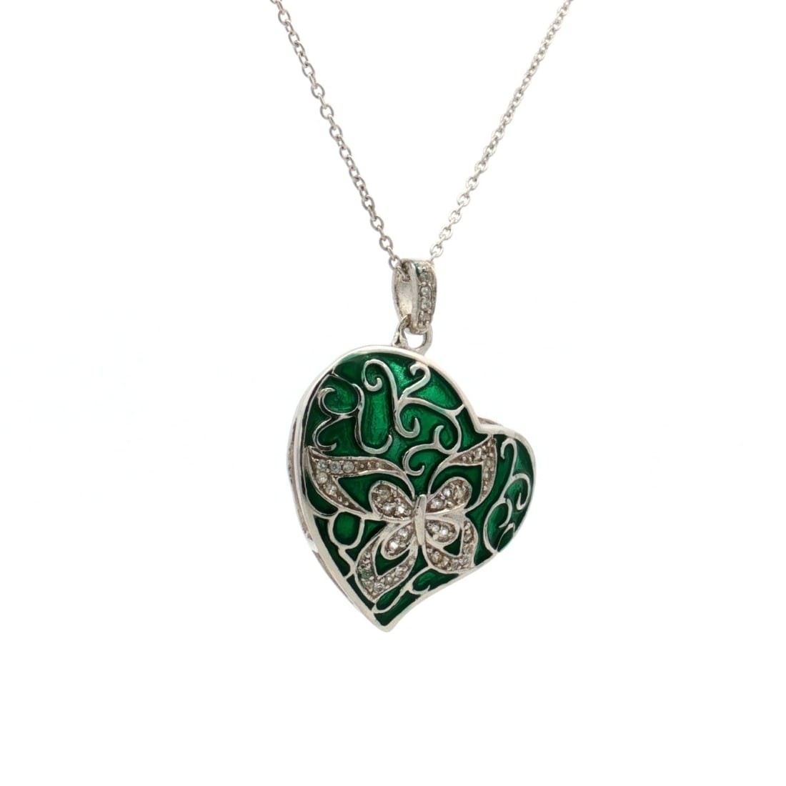 HRD Certified White Topaz Enamel Pendant – 925 Sterling Silver - 2