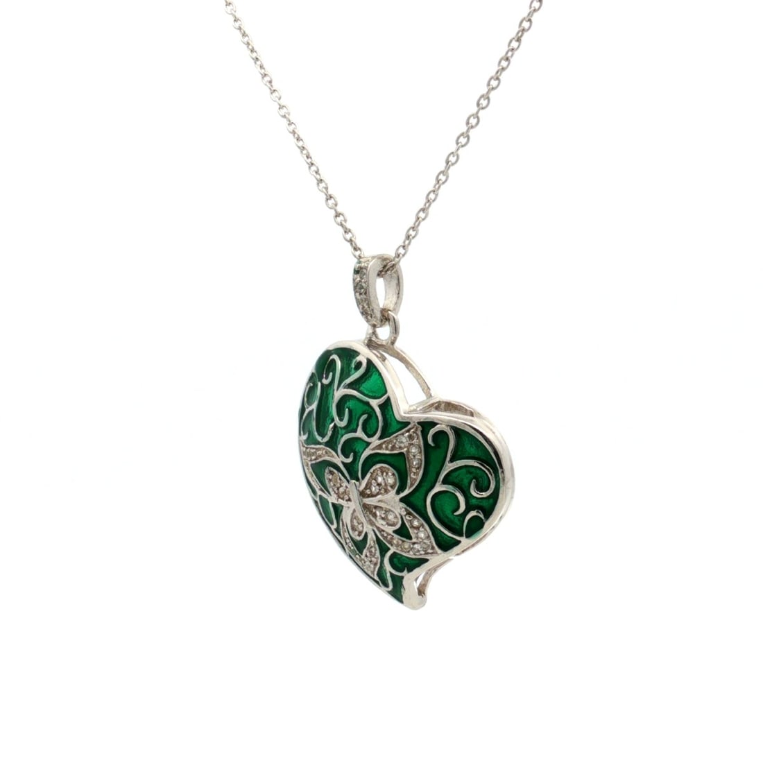 HRD Certified White Topaz Enamel Pendant – 925 Sterling Silver - 5