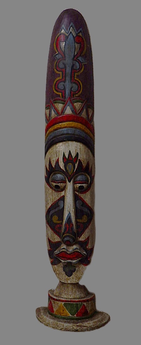 A Vintage Large Wooden Mask From Amazon Basin: Title: A Vintage Large Wooden Mask From Amazon Basin Description: A wonderful vintage mask from the Amazon basin, attributed to a Brazilian tribe. Made from Balsa wood (a very light wood often