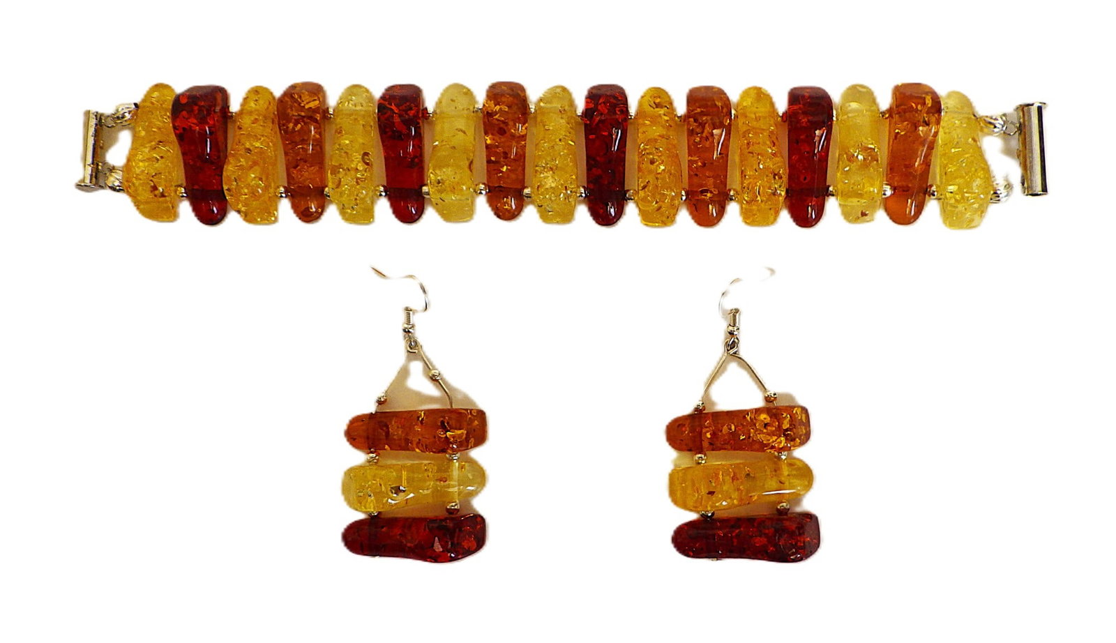 Title: Amber Resin Bracelet & Earrings Set Description: A beautiful multi-coloured amber resin - 2