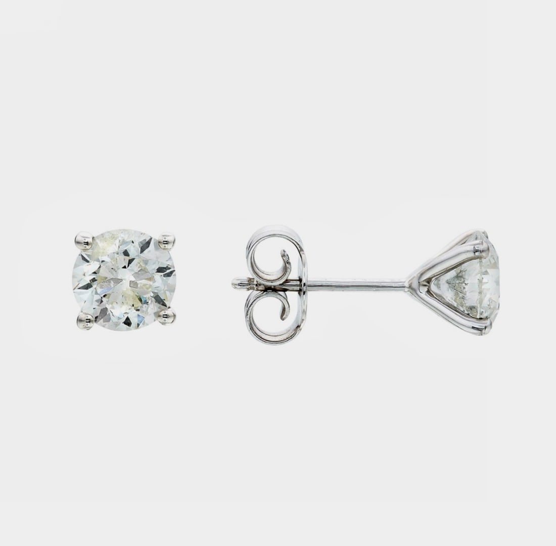 Title: Unworn Certified Pair of Natural Diamond Solitaire Earrings, With Two Brilliant Cut - 2
