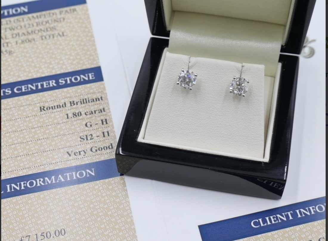 Title: Unworn Certified Pair of Natural Diamond Solitaire Earrings, With Two Brilliant Cut - 5