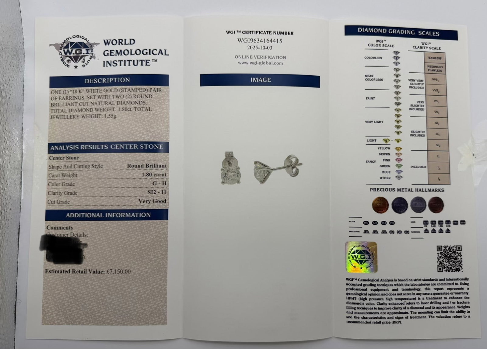 Title: Unworn Certified Pair of Natural Diamond Solitaire Earrings, With Two Brilliant Cut - 6