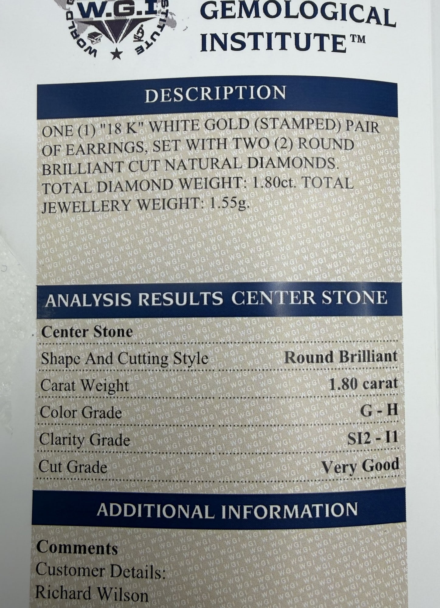 Title: Unworn Certified Pair of Natural Diamond Solitaire Earrings, With Two Brilliant Cut - 7
