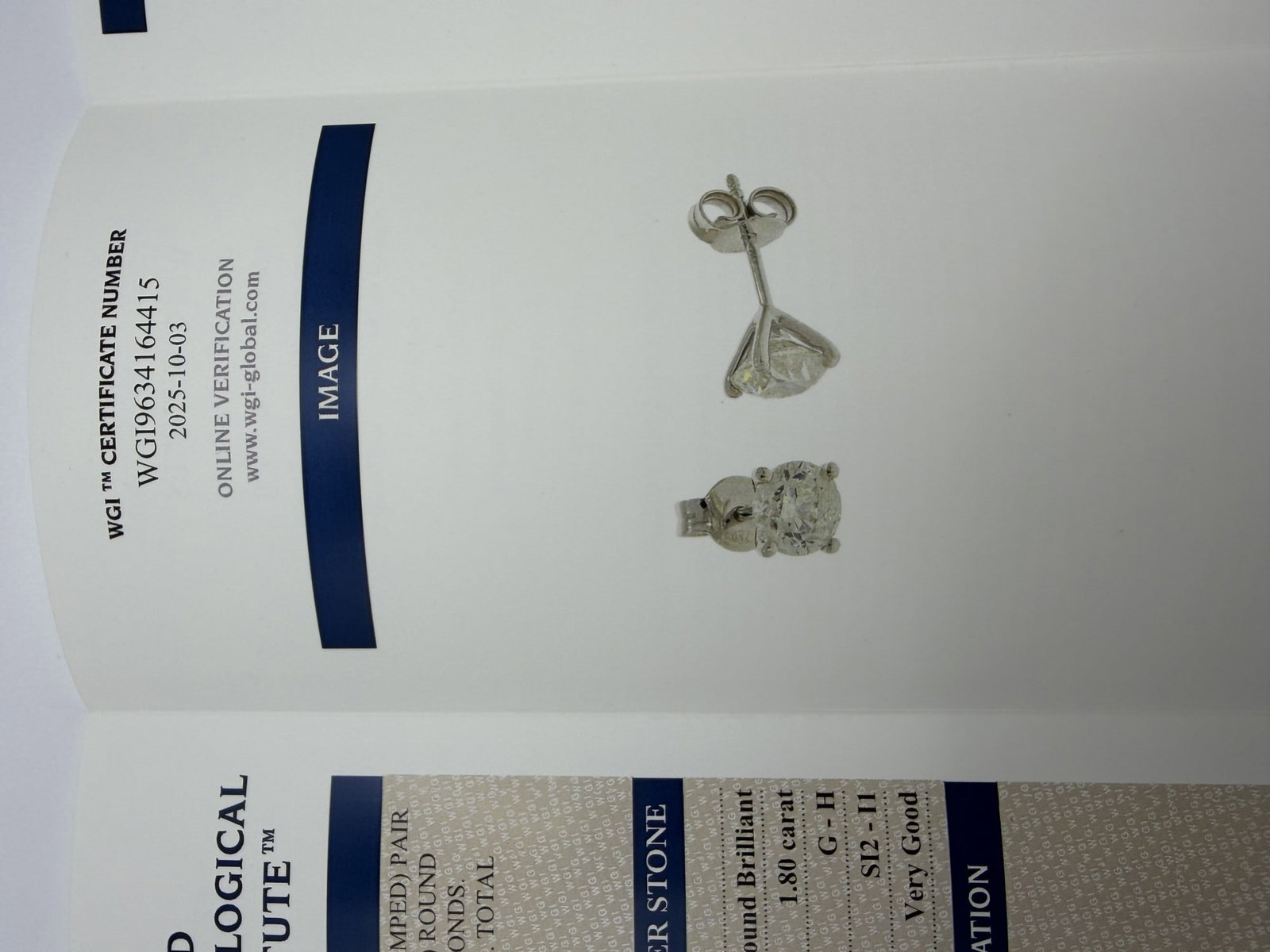 Title: Unworn Certified Pair of Natural Diamond Solitaire Earrings, With Two Brilliant Cut - 8