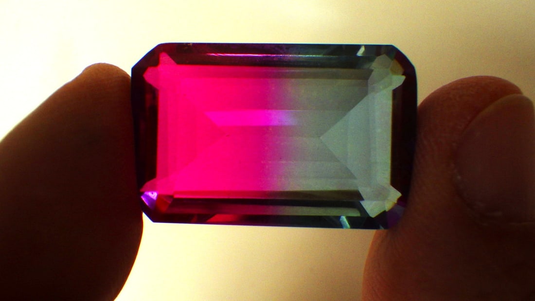 Title: Emerald Cut "Watermelon" Tourmaline 45 Carats Description: A very interesting emerald cut - 3