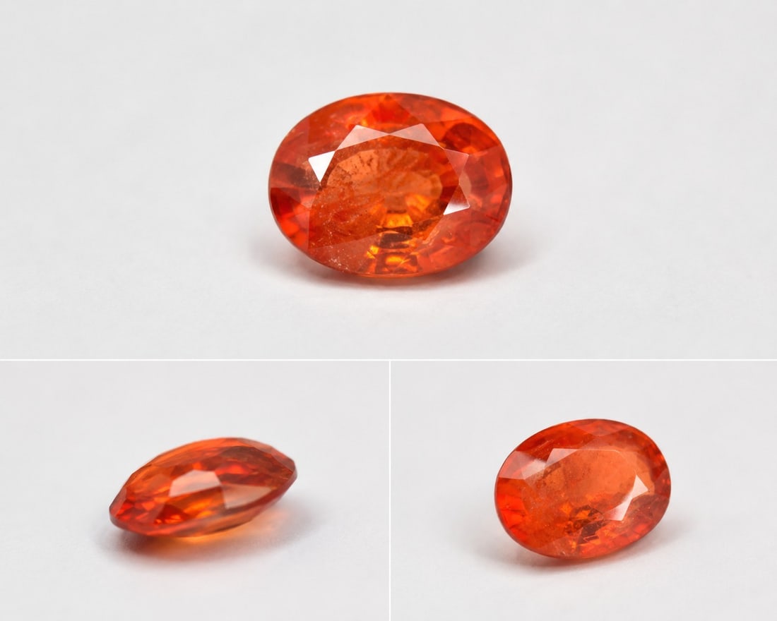 Natural Heated Sapphire Oval Cut 4.50ct 11x9mm: Title: Natural Heated Sapphire Oval Cut 4.50ct 11x9mm Description: Natural heated sapphire in an oval cut with an attractive orange-red colour. Weight 4.50 carats. Size approximately 11x9mm. A beau