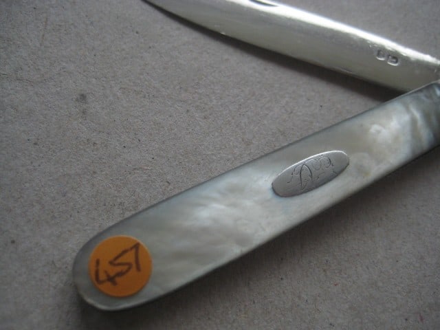 Title: George III Mother of Pearl Hafted Silver Bladed Folding Fruit Knife Description: George - 3