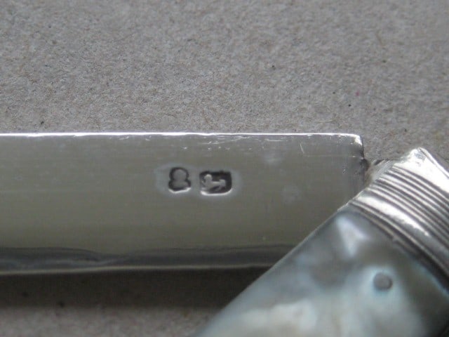 Title: George III Mother of Pearl Hafted Silver Bladed Folding Fruit Knife Description: George - 4