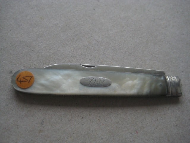 Title: George III Mother of Pearl Hafted Silver Bladed Folding Fruit Knife Description: George - 7